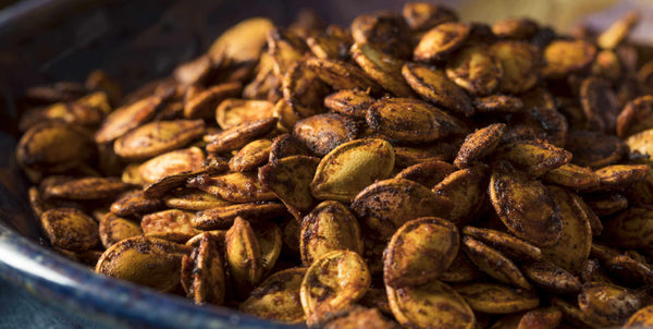 Healthy Halloween Snack - Sweet and Spicy Pumpkin Seeds