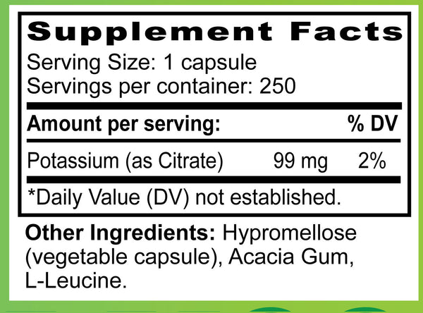 Potassium: Promotes Healthy Sodium/Potassium Balance