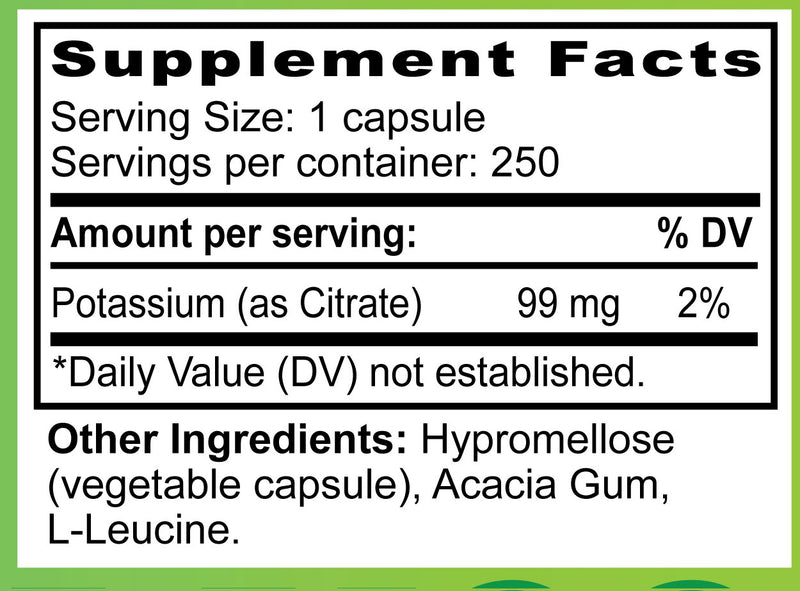 Potassium: Promotes Healthy Sodium/Potassium Balance