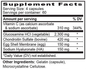 Supplement facts label with detailed nutritional information on a white background