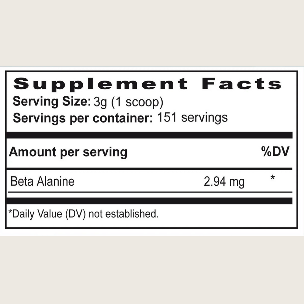 Container of Beta-Alanine supplement by Healthy Goods on a marble surface