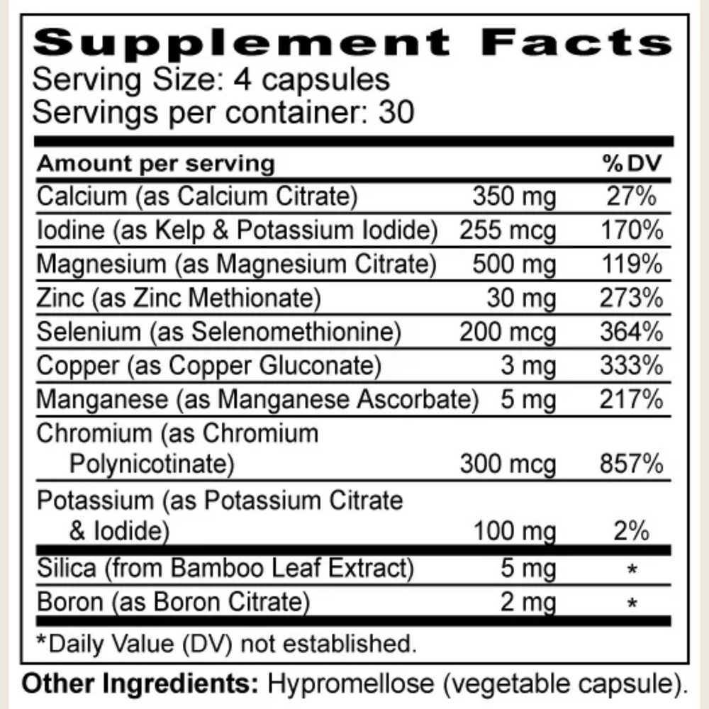 Supplement bottle labeled 'Bio-M for Men' on a light wooden surface. Healthy Goods multi mineral supplement without iron