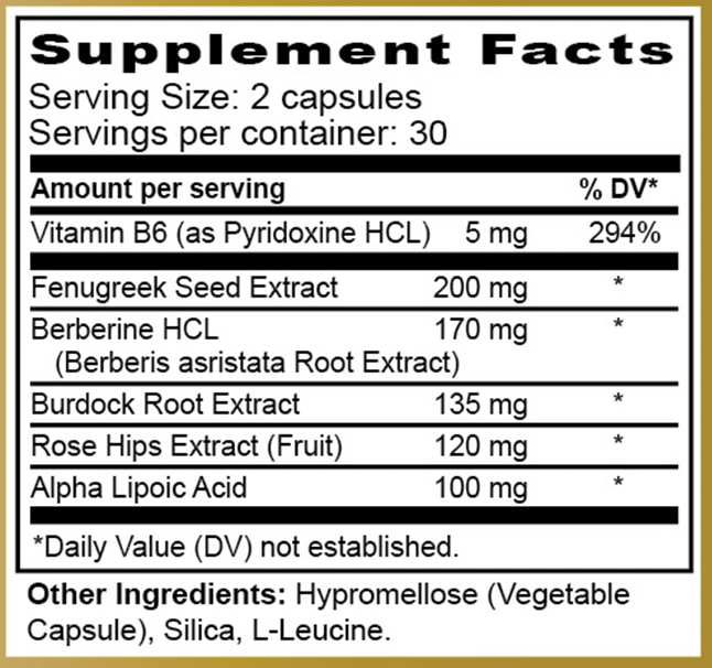 Supplement bottle labeled 'Berberine ALA' on a wooden surface with a white background