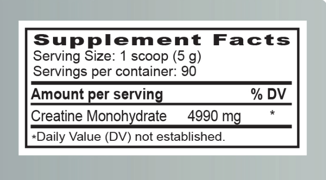 Dietary supplement container labeled 'Creatine' by Healthy Goods on a wooden surface with a white background.