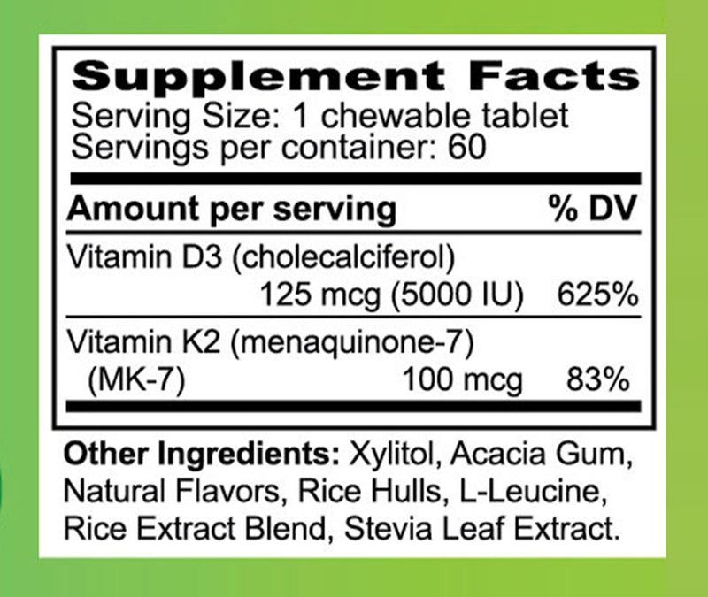Healthy Goods- D3K2 supplement facts