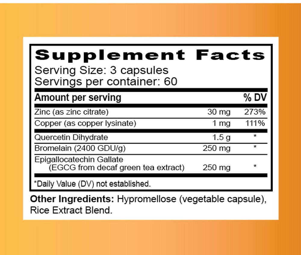 Supplement bottle labeled 'ImmunOZinc' on a wooden surface with a white background