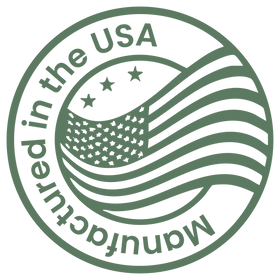 Green logo with American flag and 'Manufactured in the USA' text on a white background