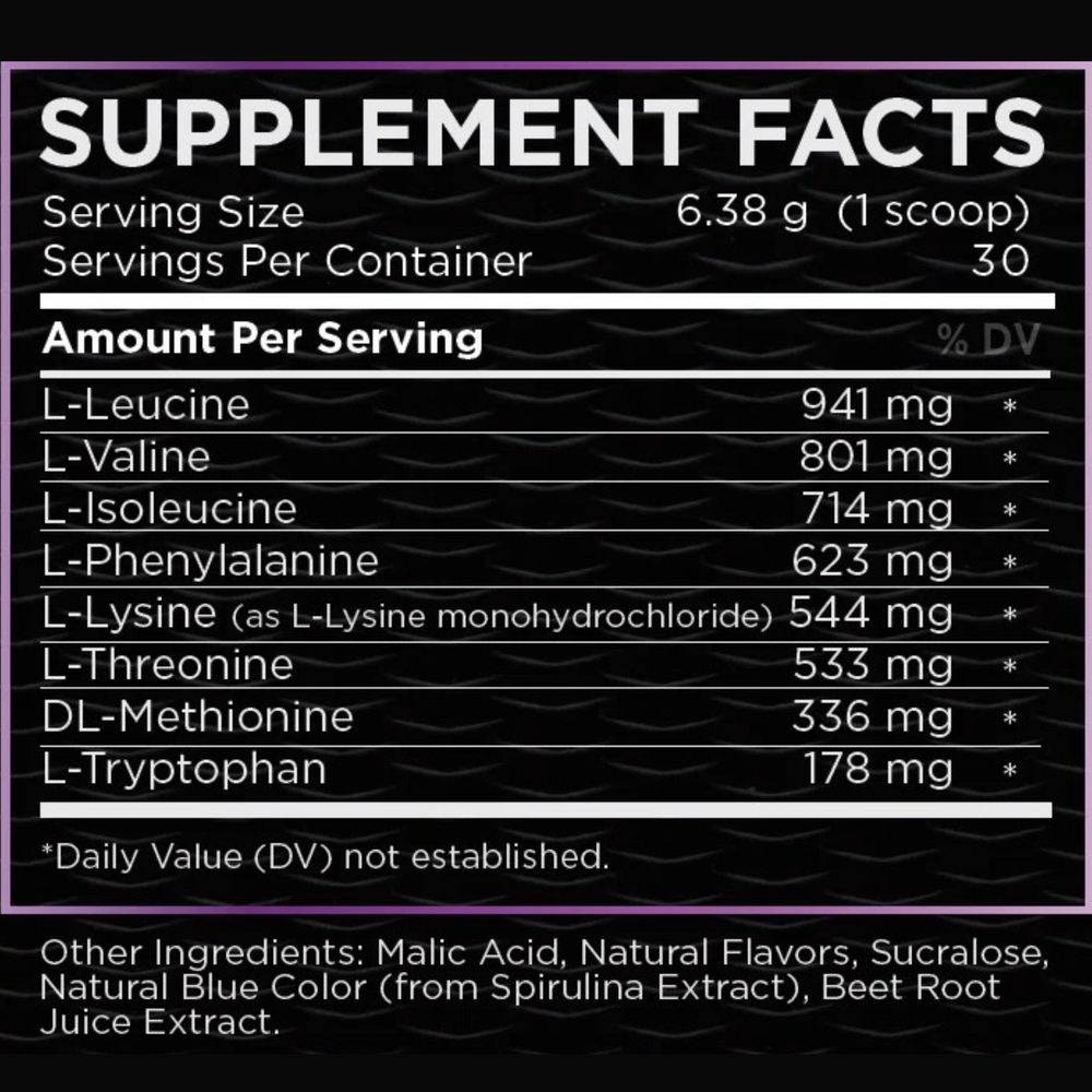 Container of Healthy Goods Optimal EAA Complex on a light surface with a neutral background