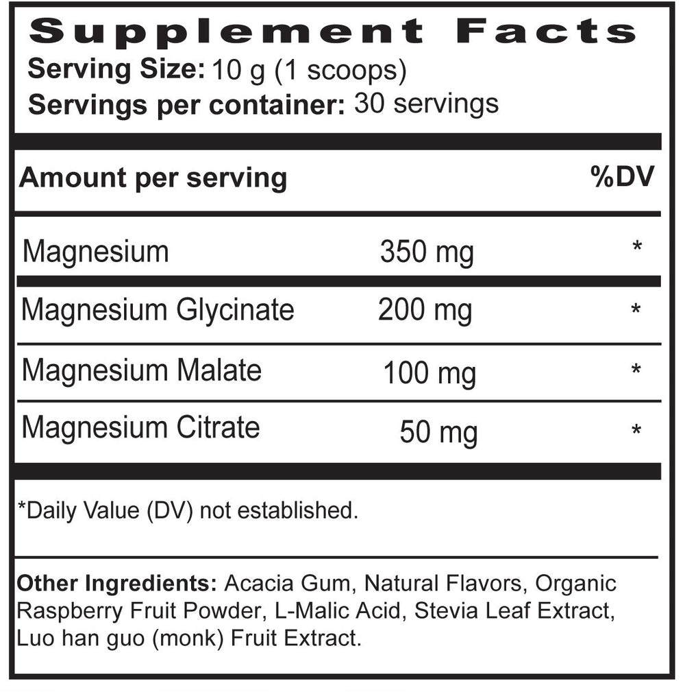 Tri-Magnesium dietary supplement container with black label on a light background