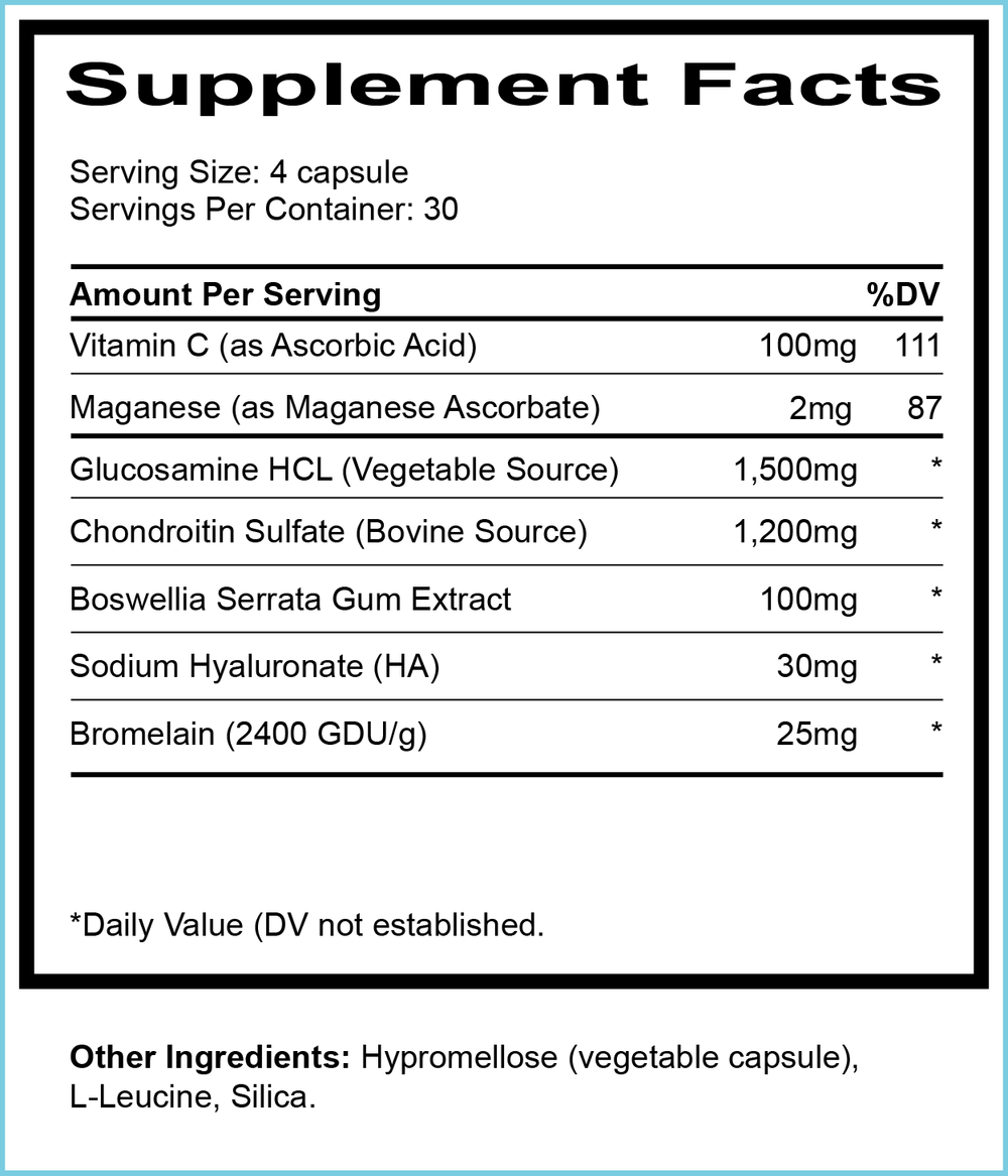 Supplement bottle labeled 'Joint-Adapt' on a wooden surface with a white background